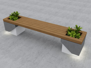 modern bench street and garden 7 Modelo 3D