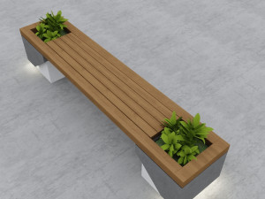 modern bench street and garden 7 Modelo 3D