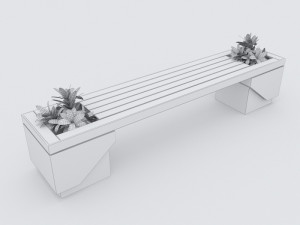 modern bench street and garden 7 Modelo 3D