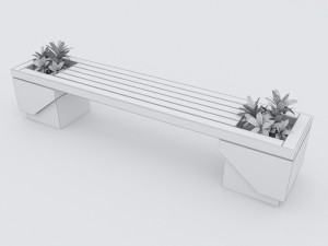 modern bench street and garden 7 Modelo 3D