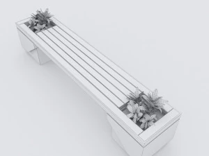 modern bench street and garden 7 3D Model