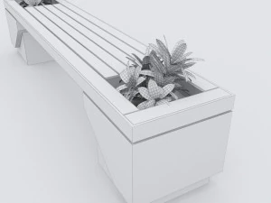 modern bench street and garden 7 3D Model