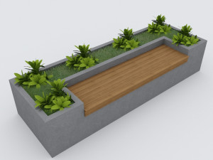 modern bench street and garden 8 3D Model