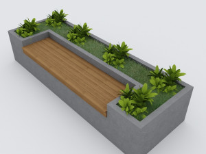 modern bench street and garden 8 3D Model