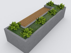 modern bench street and garden 8 3D Model
