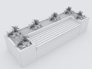 modern bench street and garden 8 3D Model