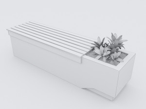 modern bench street and garden 9 3D Model