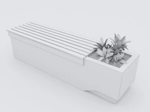modern bench street and garden 9 3D Model