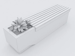 modern bench street and garden 9 3D Model