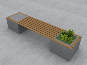 modern bench street and garden 10 Modelo 3D
