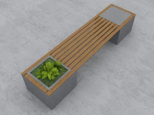 modern bench street and garden 10 3D Model