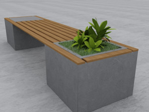 modern bench street and garden 10 Modelo 3D