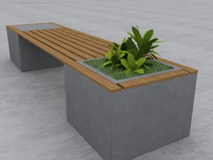 modern bench street and garden 10 3D Model