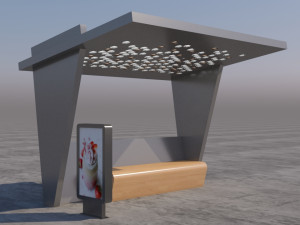 bus stop modern 3 3D Model