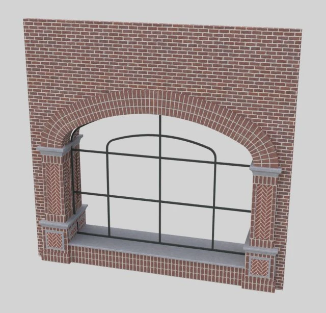 arched window with decorative brick surround 3D Model .c4d .max .obj .3ds .fbx .stl .blend 