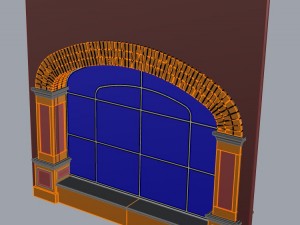 arched window with decorative brick surround Model 3D