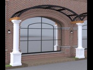 arched window with decorative brick surround Model 3D