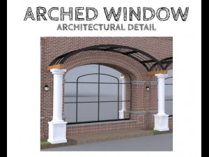 arched window with decorative brick surround 3D Model