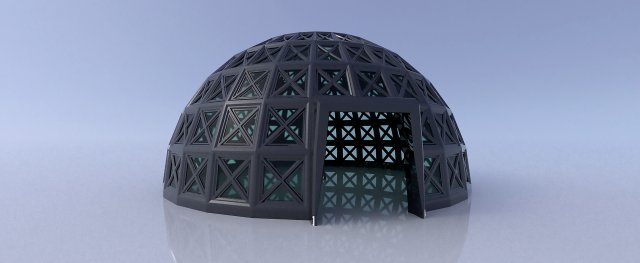 dome with entry and glass panels 3D Model .c4d .max .obj .3ds .fbx .stl .blend 