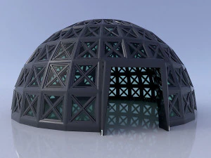 kubah dengan pintu masuk dan panel kaca Model 3D