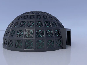 dome with entry and glass panels 3D Model