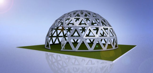 triangulated geodesic dome like structure with perforations 3D Model .c4d .max .obj .3ds .fbx .stl .blend