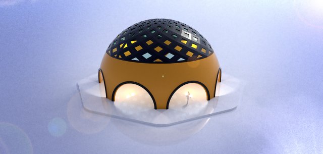 dome arena with pattern and glass panels Modello 3D .c4d .max .obj .3ds .fbx .stl .blend 
