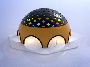 dome arena with pattern and glass panels 3D Model