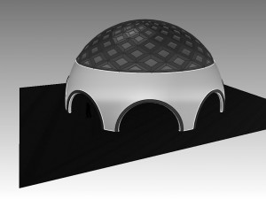 dome arena with pattern and glass panels Modello 3D