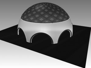 dome arena with pattern and glass panels Modello 3D