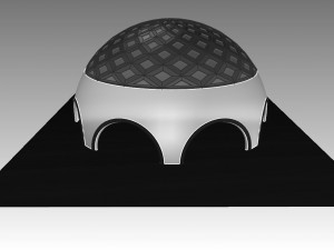 dome arena with pattern and glass panels Modello 3D