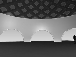 dome arena with pattern and glass panels Modello 3D