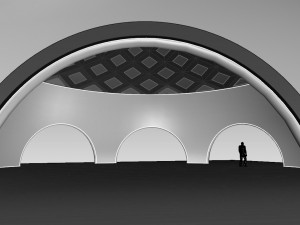 dome arena with pattern and glass panels Modello 3D