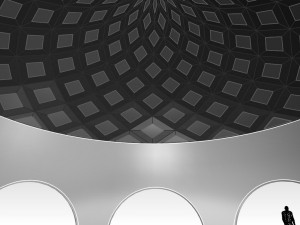 dome arena with pattern and glass panels Modello 3D