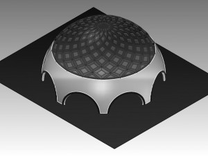 dome arena with pattern and glass panels Modello 3D