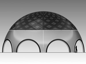 dome arena with pattern and glass panels Modello 3D