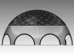dome arena with pattern and glass panels 3D Model
