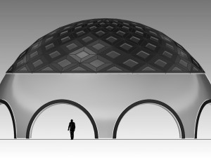 dome arena with pattern and glass panels Modello 3D