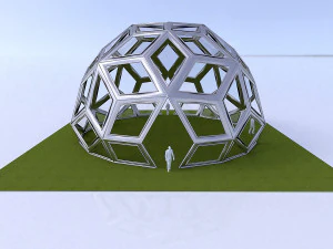 Estructura tipo c&uacute;pula geod&eacute;sica con patr&oacute;n de diamantes. Modelo 3D