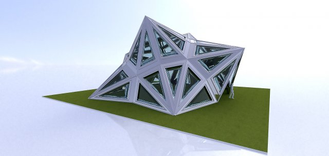 pointed structure with glass panels Modello 3D .c4d .max .obj .3ds .fbx .stl .blend 