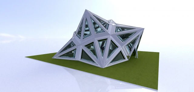 pointed structure with glass panels 3D Model .c4d .max .obj .3ds .fbx .stl .blend 