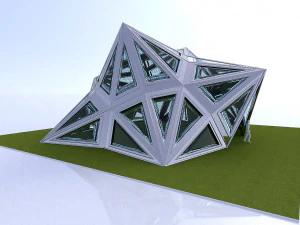 pointed structure with glass panels 3D Model