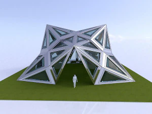 pointed structure with glass panels 3D Model