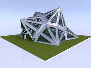 pointed structure with glass panels 3D Model