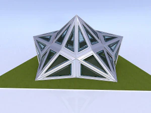 pointed structure with glass panels 3D Model