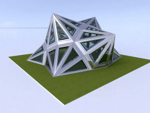 pointed structure with glass panels 3D Model