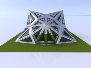 pointed structure with glass panels 3D Model