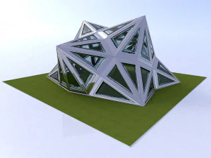 pointed structure with glass panels 3D Model