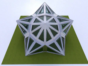 pointed structure with glass panels 3D Model