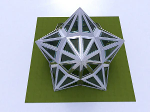 pointed structure with glass panels 3D Model